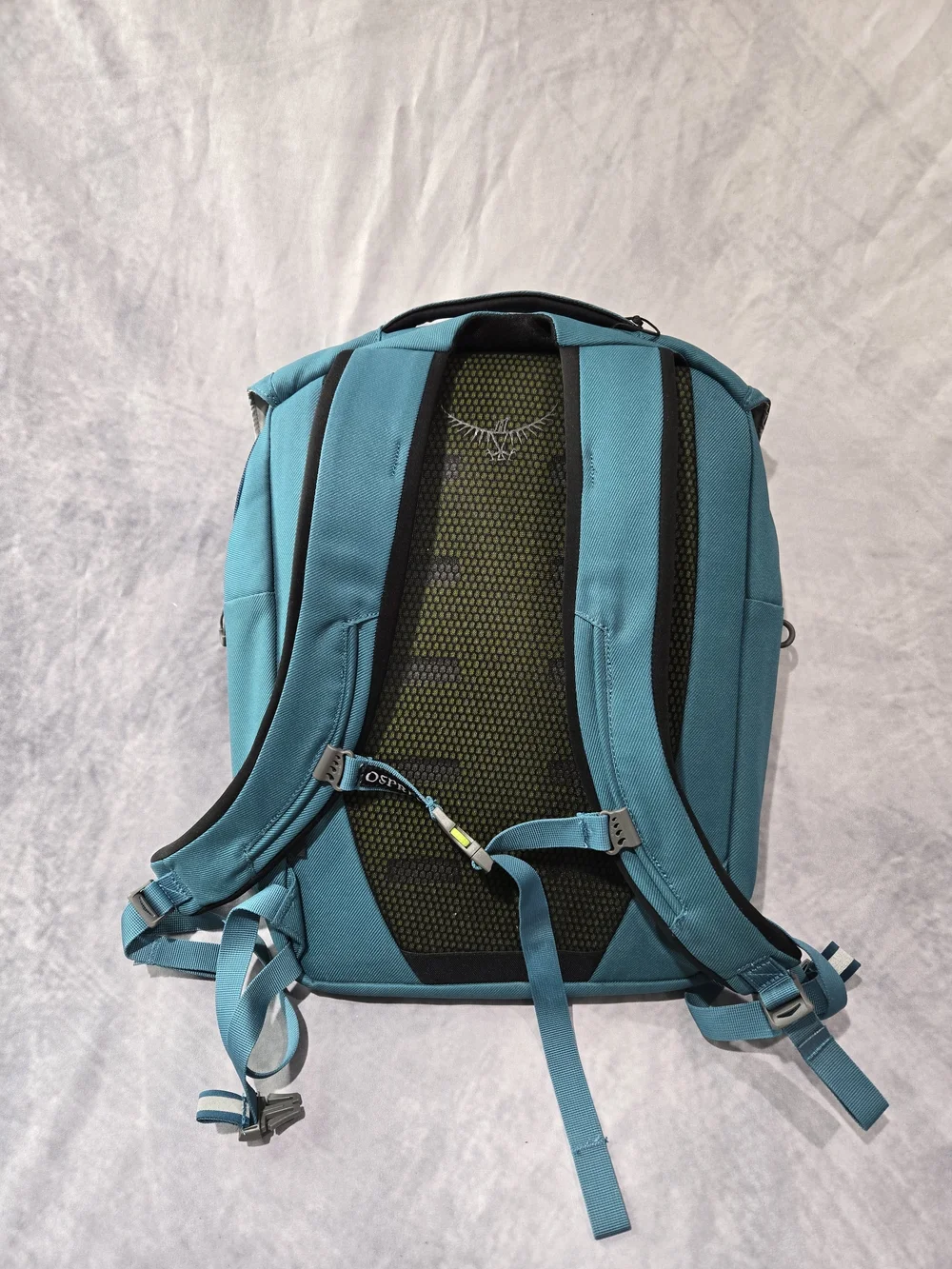 OSPREY Pixel Port Backpack Teal w/ Green Lining Laptop Bag Embroidered Logo